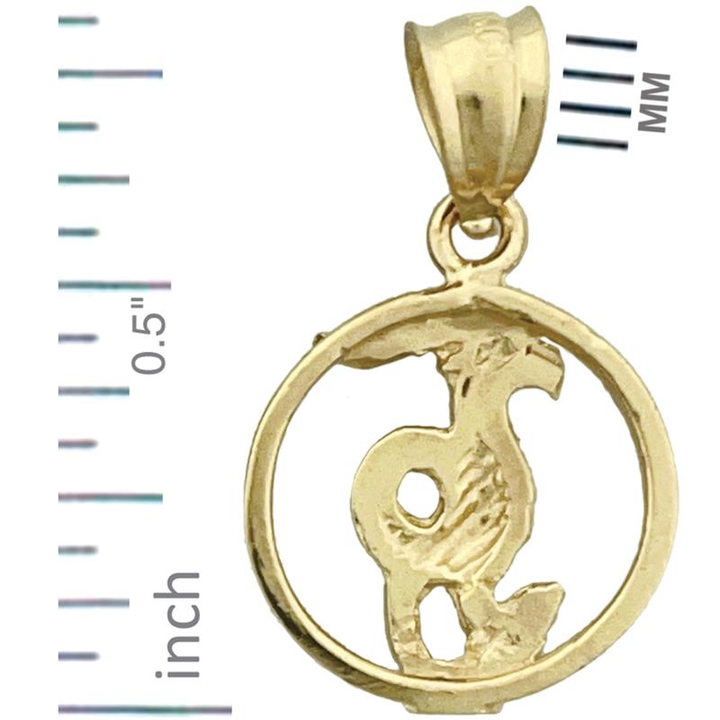 14K Gold Capricorn Zodiac Circle Charm