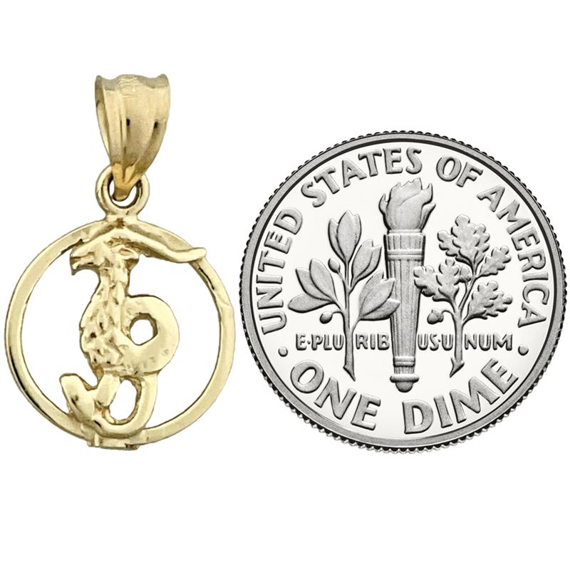 14K Gold Capricorn Zodiac Circle Charm