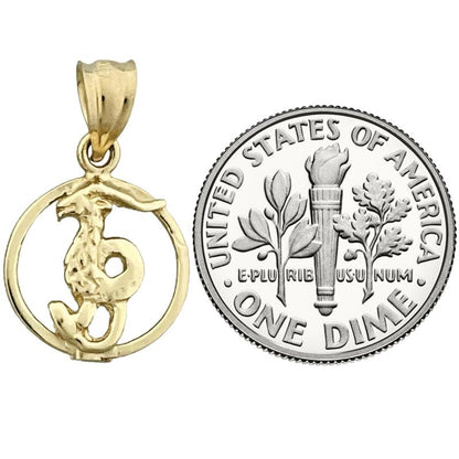 14K Gold Capricorn Zodiac Circle Charm