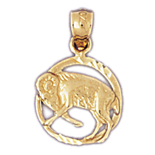 14K Gold Aries Zodiac Circle Charm
