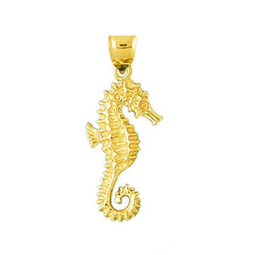 14K Gold 26MM Seahorse Pendant