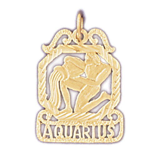 14K Gold Aquarius Zodiac Charm