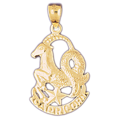 14K Gold 20MM Zodiac Capricorn Charm