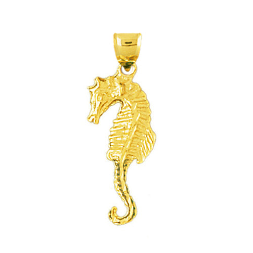 14K Gold Sea Life 3D Seahorse Charm