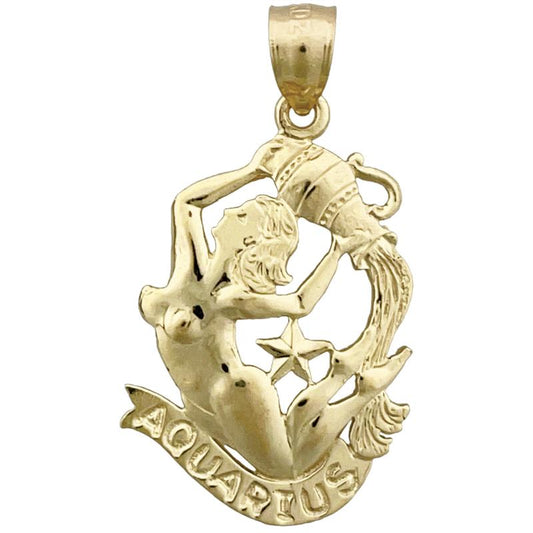 14K Gold 20MM Zodiac Aquarius Charm