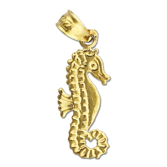 14K Gold Sea life Curly Tail Seahorse Charm