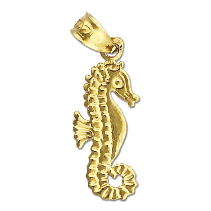 14K Gold Sea life Curly Tail Seahorse Charm