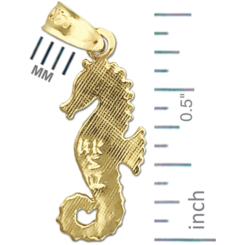 14K Gold Sea life Curly Tail Seahorse Charm