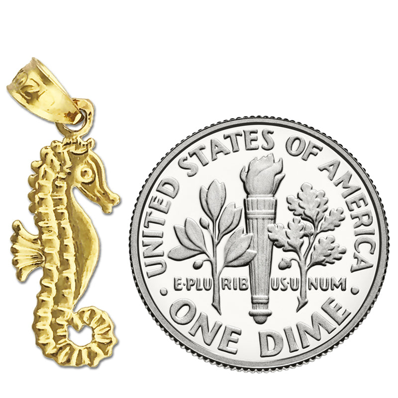14K Gold Sea life Curly Tail Seahorse Charm