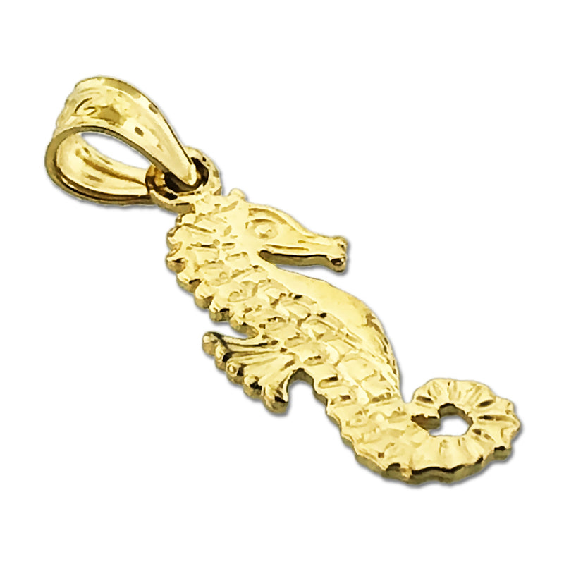 14K Gold Sea life Curly Tail Seahorse Charm
