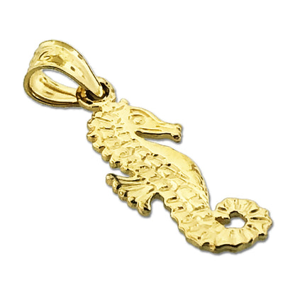 14K Gold Sea life Curly Tail Seahorse Charm