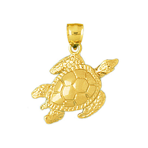 14K Gold 22MM Sea Turtle Pendant