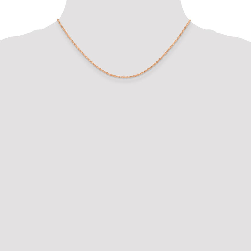 14K Rose Gold 16 inch Carded 1.15mm Cable Rope with Spring Ring Clasp Chain Necklace