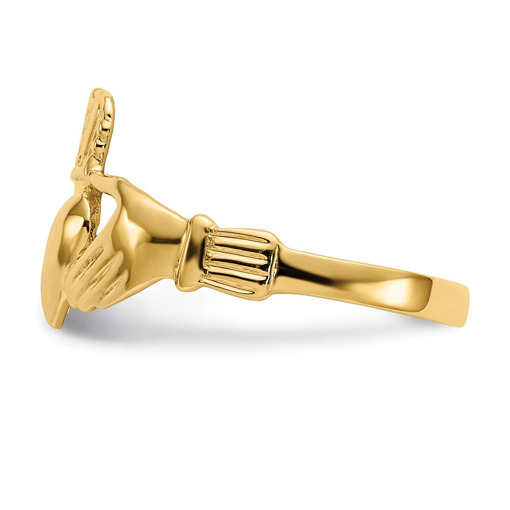 14K Yellow Gold Polished Claddagh Ring