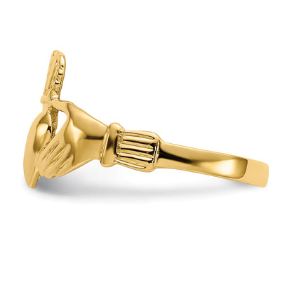 14K Yellow Gold Polished Claddagh Ring