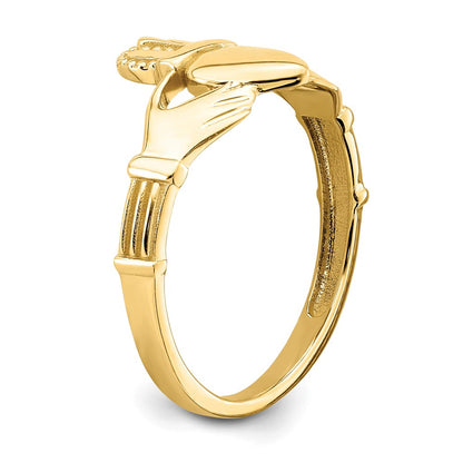 14K Yellow Gold Polished Claddagh Ring