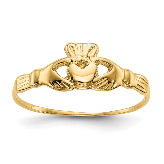 14K Yellow Gold Childs Polished Claddagh Ring