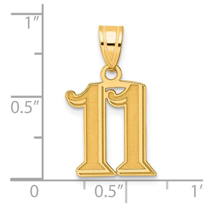 14k Yellow Gold Polished Etched Number 11 Pendant