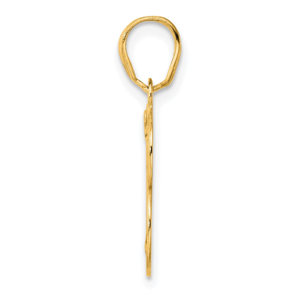 14k Yellow Gold Polished Etched Number 13 Pendant