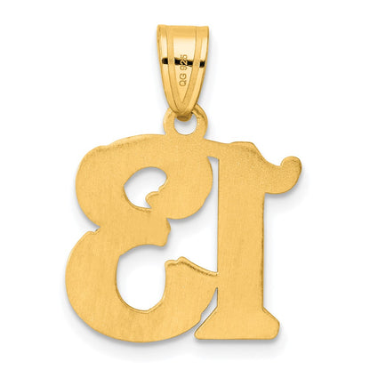 14k Yellow Gold Polished Etched Number 13 Pendant