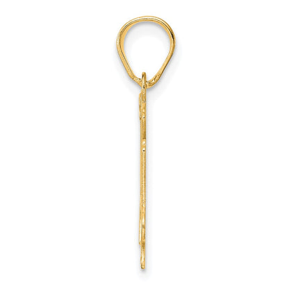 14k Yellow Gold Polished Etched Number 14 Pendant