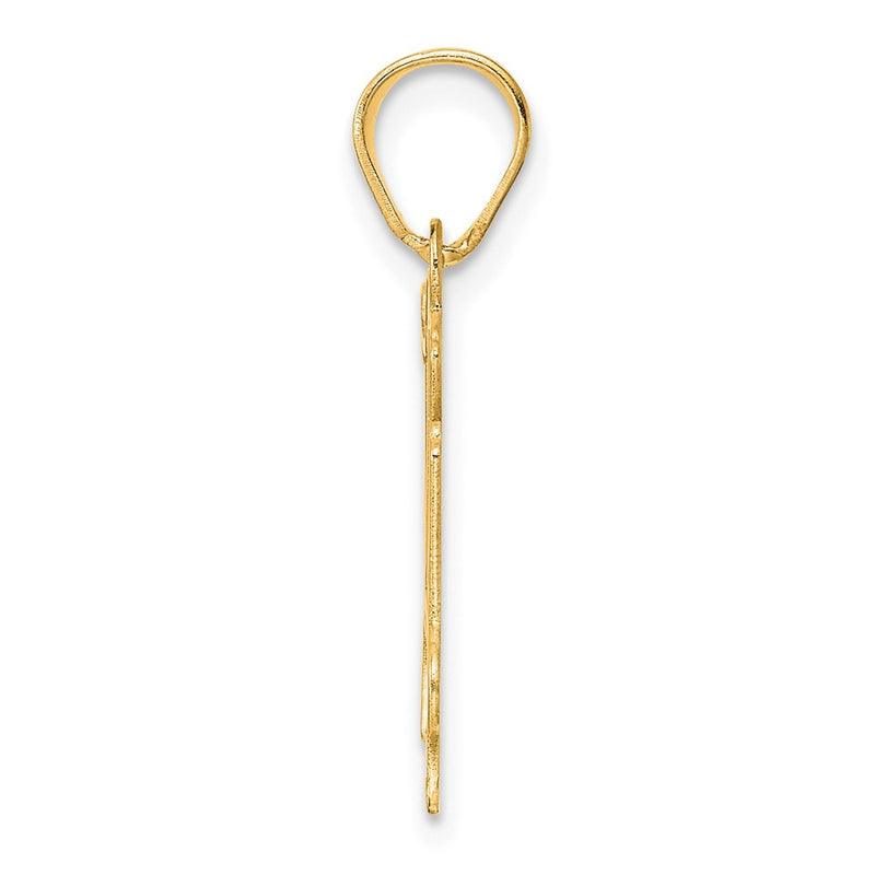 14k Yellow Gold Polished Etched Number 14 Pendant