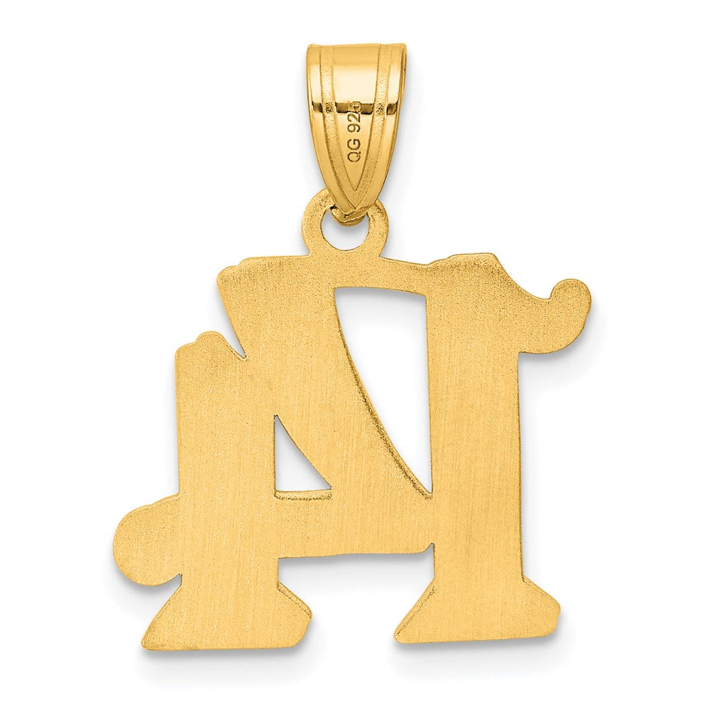 14k Yellow Gold Polished Etched Number 14 Pendant