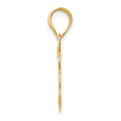 14k Yellow Gold Polished Etched Number 16 Pendant
