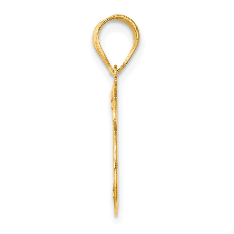 14k Yellow Gold Polished Etched Number 16 Pendant