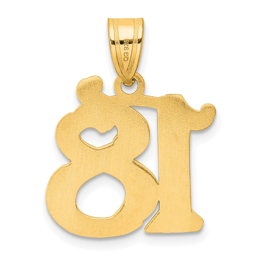 14k Yellow Gold Polished Etched Number 18 Pendant