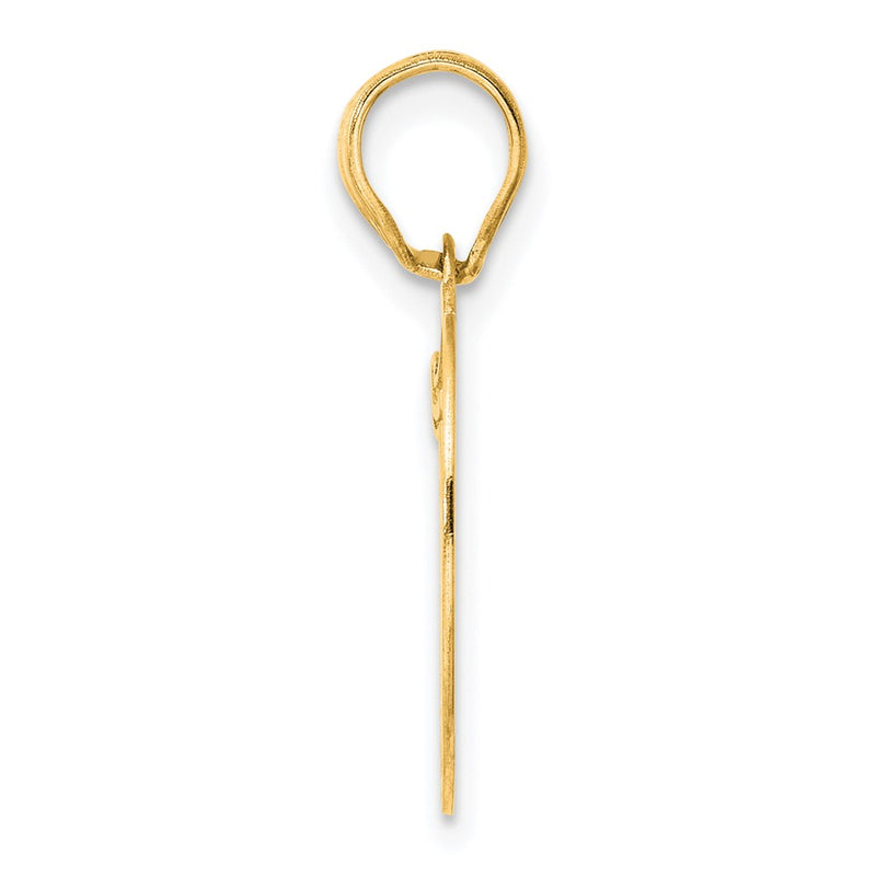 14k Yellow Gold Polished Etched Number 19 Pendant