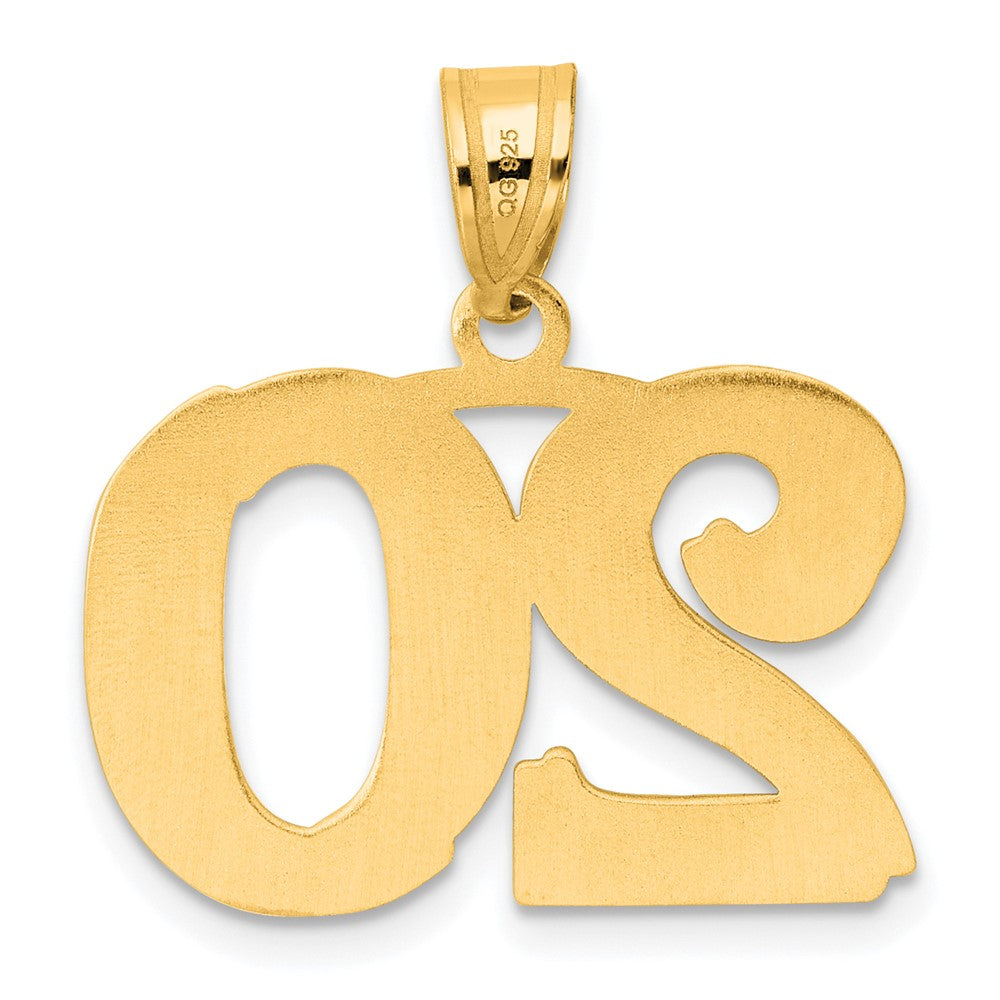 14k Yellow Gold Polished Etched Number 20 Pendant