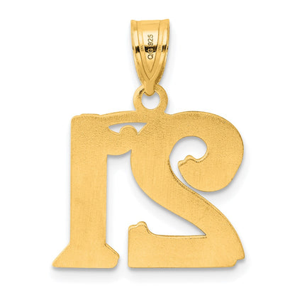14k Yellow Gold Polished Etched Number 21 Pendant