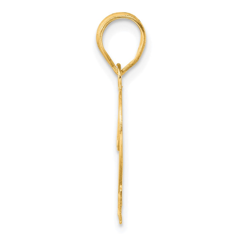 14k Yellow Gold Polished Etched Number 22 Pendant