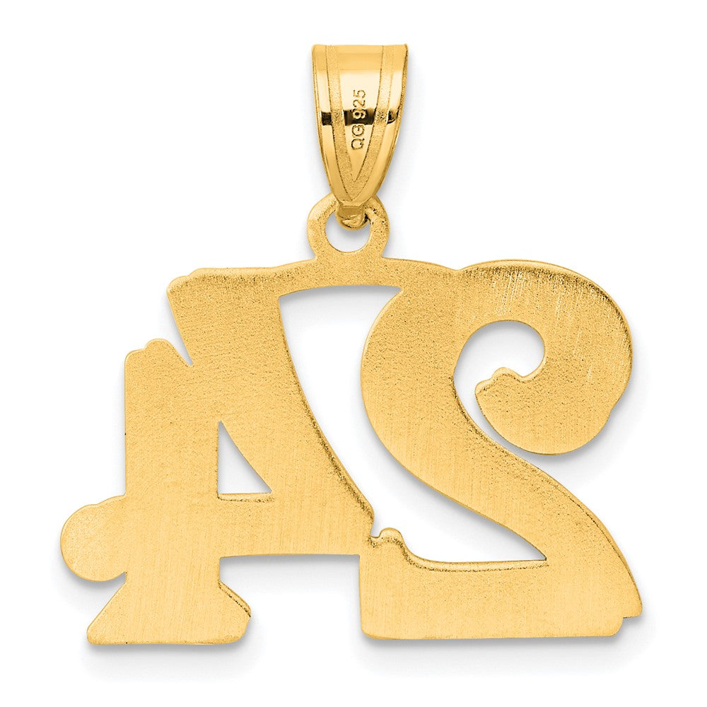 14k Yellow Gold Polished Etched Number 24 Pendant