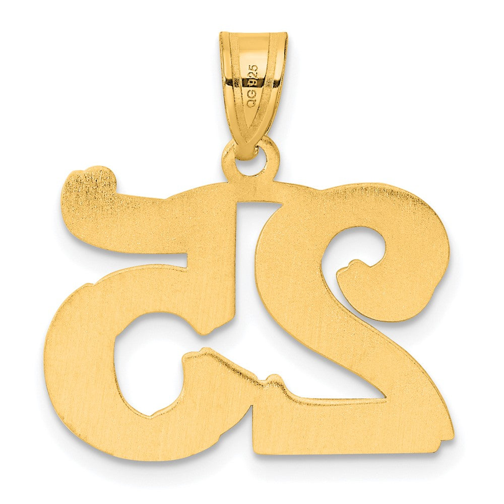 14k Yellow Gold Polished Etched Number 25 Pendant