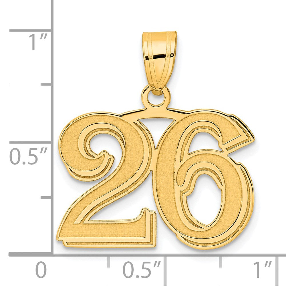 14k Yellow Gold Polished Etched Number 26 Pendant