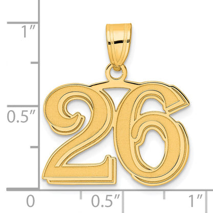 14k Yellow Gold Polished Etched Number 26 Pendant