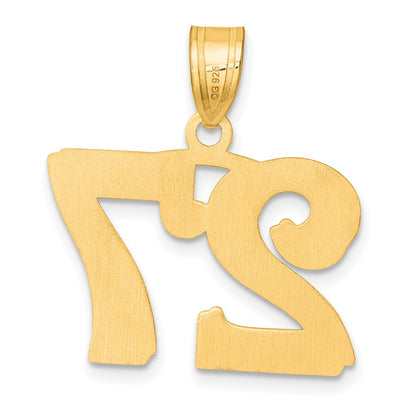 14k Yellow Gold Polished Etched Number 27 Pendant