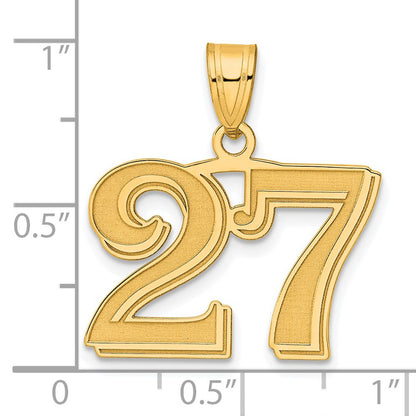 14k Yellow Gold Polished Etched Number 27 Pendant