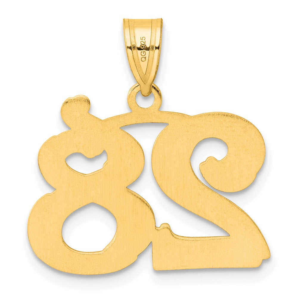 14k Yellow Gold Polished Etched Number 28 Pendant