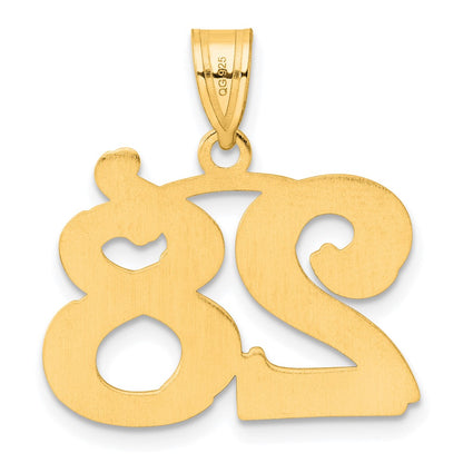 14k Yellow Gold Polished Etched Number 28 Pendant