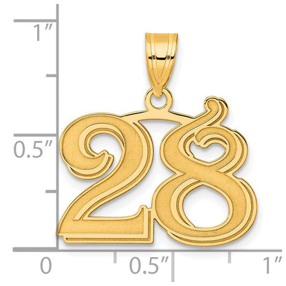14k Yellow Gold Polished Etched Number 28 Pendant