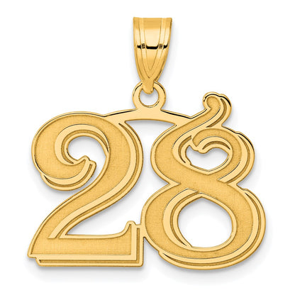 14k Yellow Gold Polished Etched Number 28 Pendant