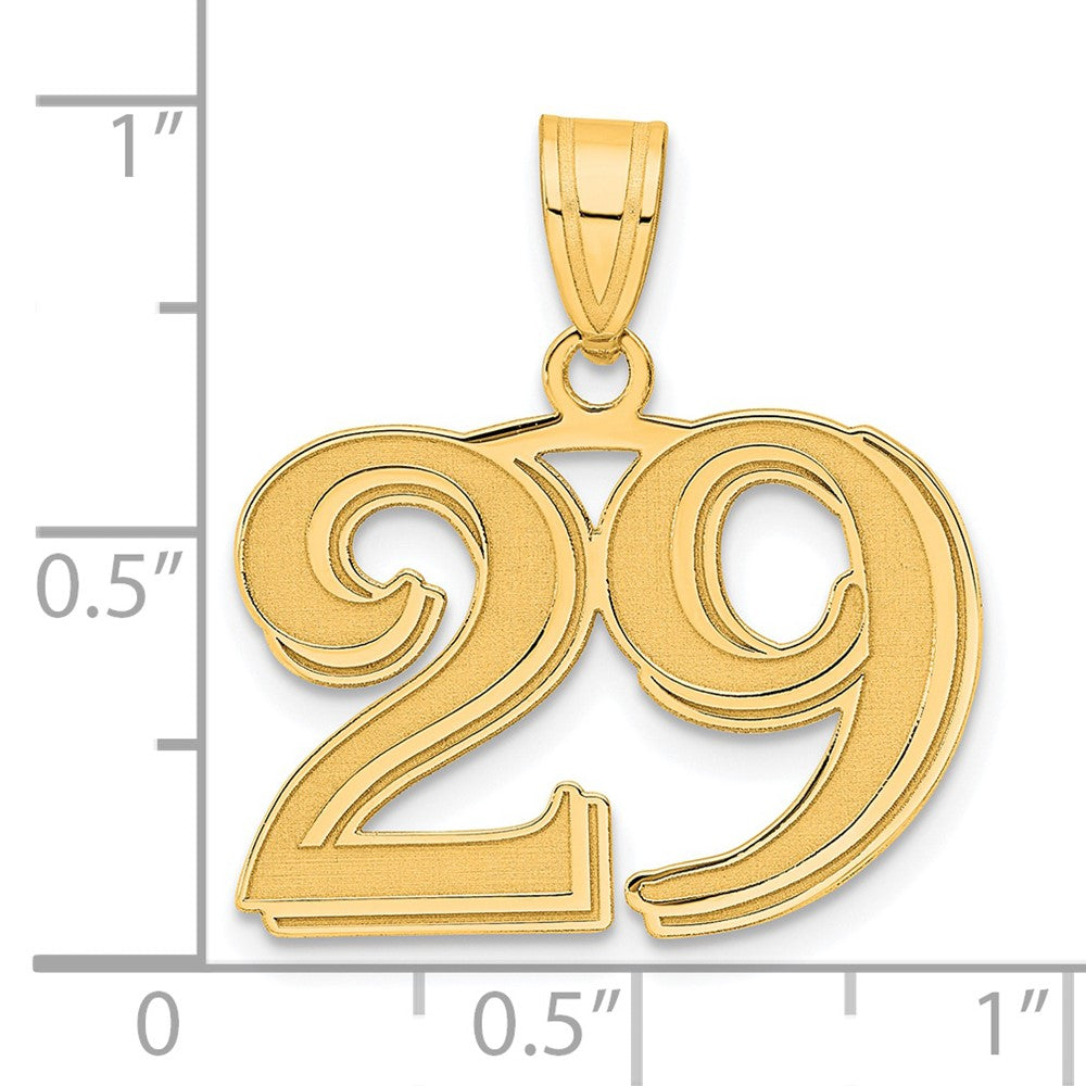 14k Yellow Gold Polished Etched Number 29 Pendant