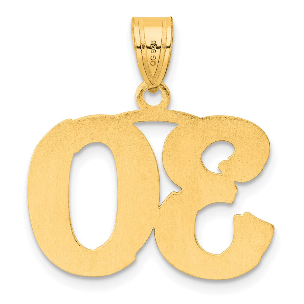 14k Yellow Gold Polished Etched Number 30 Pendant