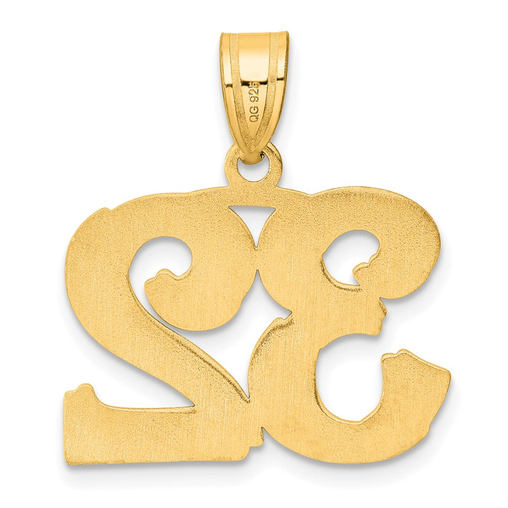 14k Yellow Gold Polished Etched Number 32 Pendant