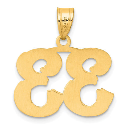 14k Yellow Gold Polished Etched Number 33 Pendant