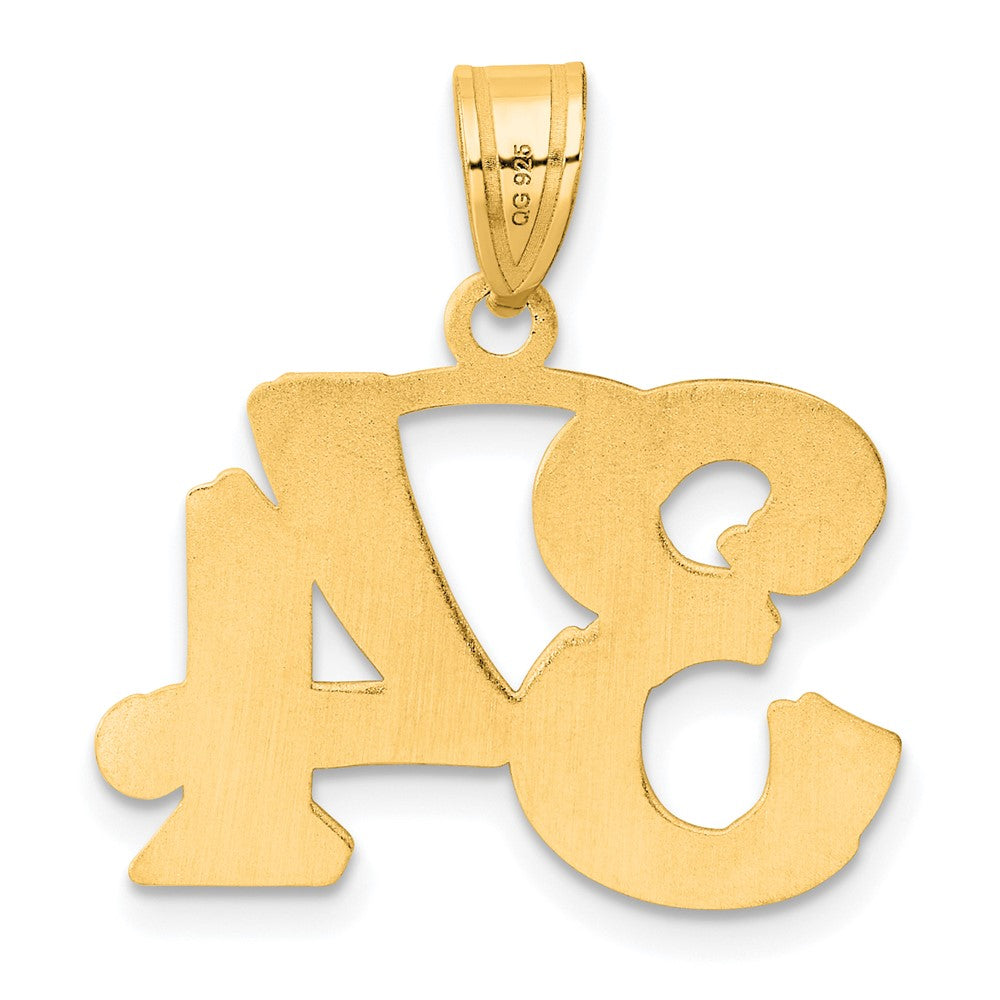 14k Yellow Gold Polished Etched Number 34 Pendant