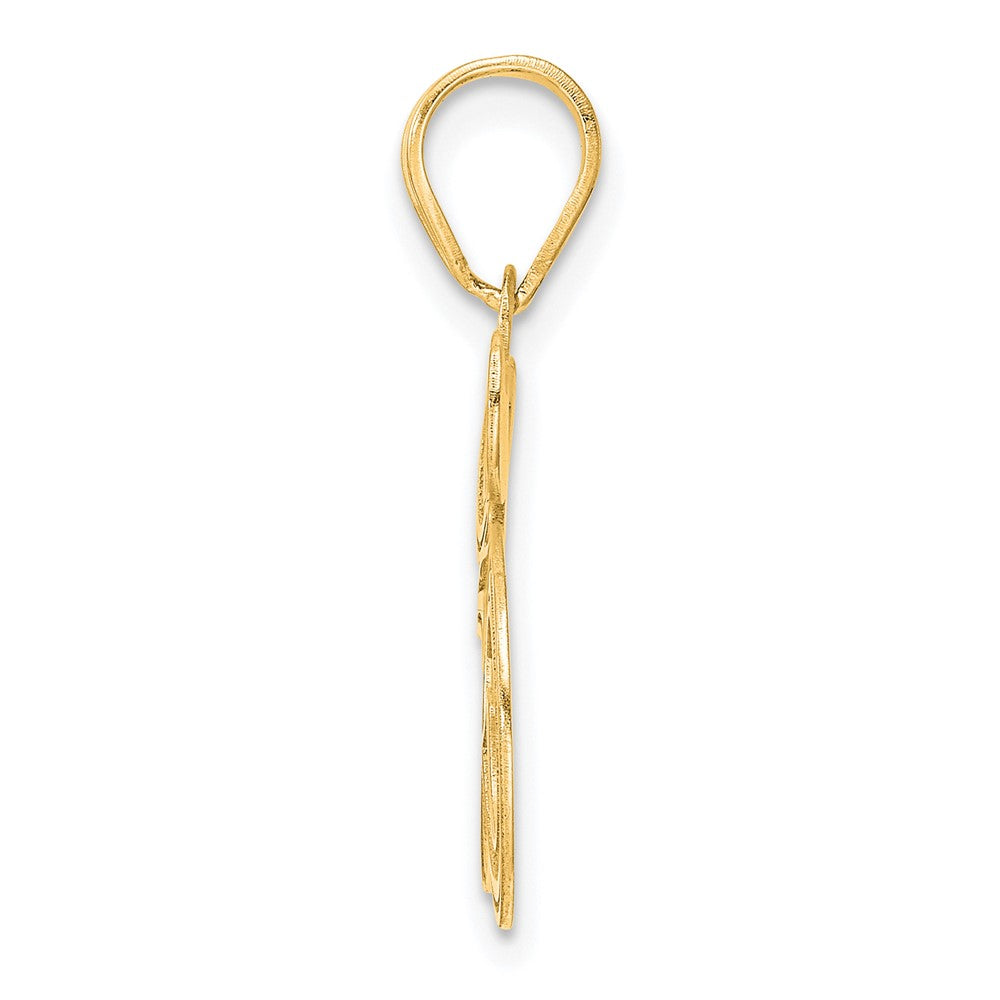 14k Yellow Gold Polished Etched Number 35 Pendant